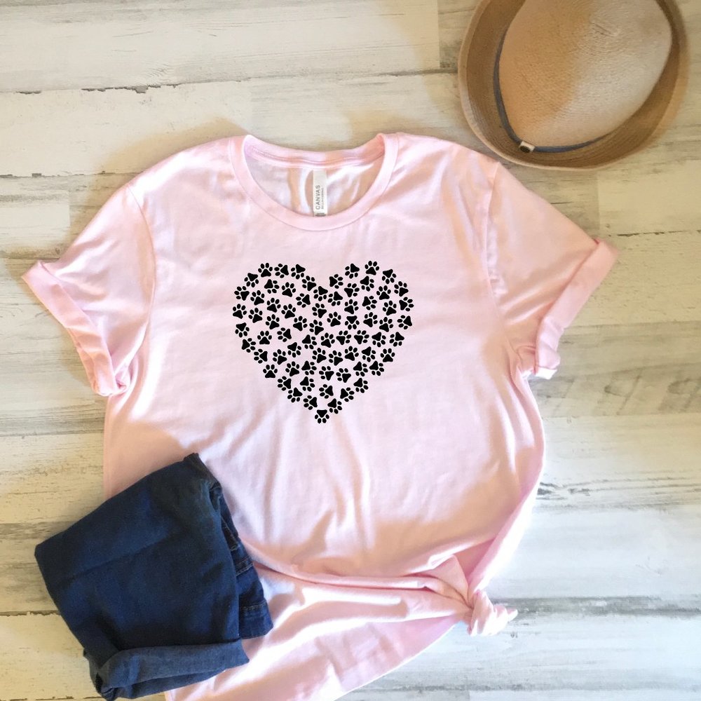 I Heart Paws T-Shirt I love Animals, Cats, Dogs